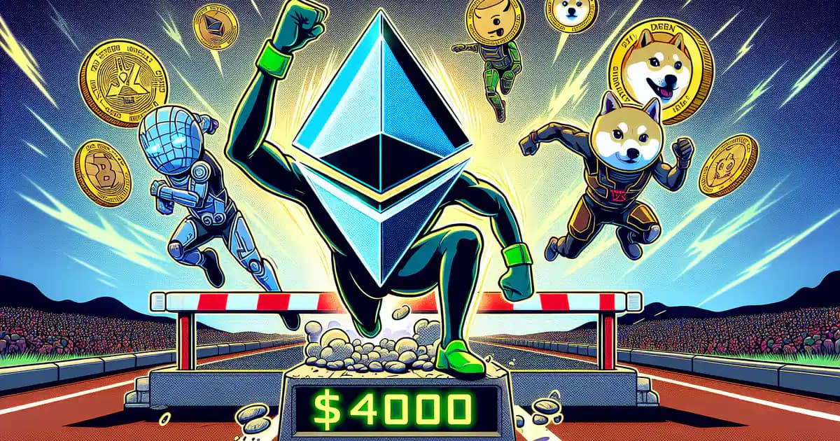 Ethereum avanza hacia los $4,000 mientras XRP y DOGE enfrentan desafíos